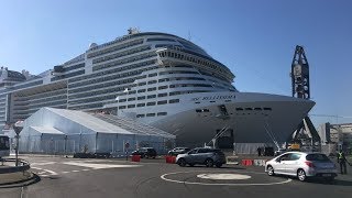 SaintNazaire  le départ du paquebot MSC Bellissima [upl. by Nevanod]