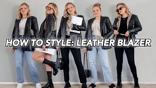 HOW TO STYLE A LEATHER BLAZER zara blazer trendy outfit ideas for winter 2021 [upl. by Peri817]