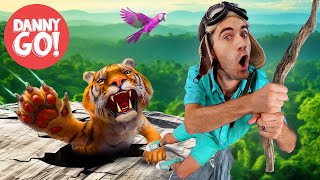 “Escape From Tiger Island” Jungle Adventure 🐅🌴 Floor is Lava Game  Danny Go Songs for Kids [upl. by Meenen]