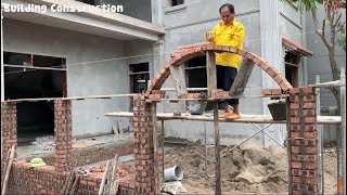 The Most Accurate And Surest Construction Technique Of Curved Arched Brick Wall [upl. by Nossah]