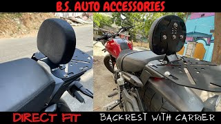 Honda CB350 RS  Pillion Backrest with Luggage Carrier  BS Auto Accessories [upl. by Fianna]