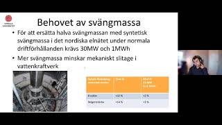 6 Syntetisk svängmassa och samverkan med vattenkraft Martin Fregelius [upl. by Nwonknu]