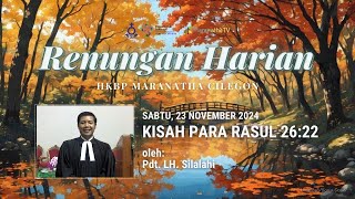 RENUNGAN HARIAN Sabtu 23 November 2024  HKBP Maranatha Cilegon [upl. by Harrington411]