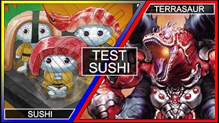 BattleSpiritsSagaBSS06  YellowBlue Sushi VS Red Terrasaur  TEST [upl. by Enymzaj198]