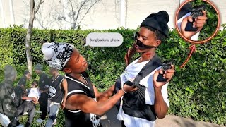 Stealing phones in public  South African YouTuber  Pranks [upl. by Arracat339]