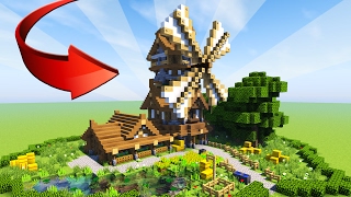 MINECRAFT How to build EPIC wooden house  Medieval Windmill Tutorial Rustic 2017 [upl. by Yrrac293]