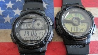 Casio AE1000W1AVEF  AE1100W1BVEF Digital Watch Comparison Review [upl. by Deenya]