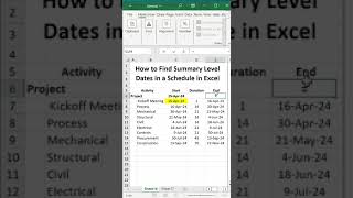 How to Find Summary Level Dates in a Schedule in Excel [upl. by Esiocnarf]