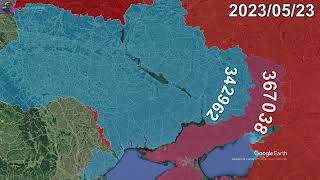 Russian Invasion of Ukraine Every Day to April 1st 2024 using Google Earth [upl. by Hudnut]