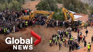 Rescue efforts continue after 5yearold boy falls into well in Morocco [upl. by Nimajneb]