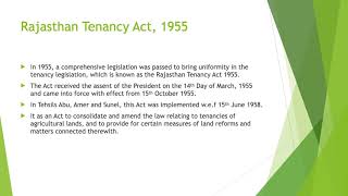 Rajasthan Tenancy Act 1955 Objects and Reasons amp Definitions [upl. by Richardson]