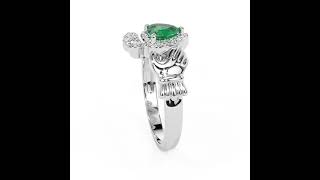 Silver Diamond Emerald Claddagh Ring  Glencaracom [upl. by Rubi]