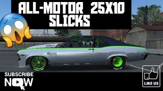 no limit drag racing 20 chevy nova big block all motor on 25x10 slicks ⅛ mile tune [upl. by Oigres626]