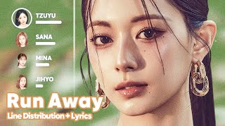 TZUYU  Run Away Line Distribution  Lyrics Karaoke PATREON REQUESTED [upl. by Karlen305]