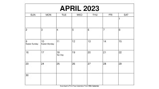 Free Printable April 2023 Calendar Templates With Holidays  Wiki Calendar [upl. by Lauro617]