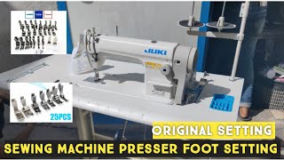 Juki Machine Foot Setting  Sewing Presser Foot Tutorial  juki ddl 8700 [upl. by Gayl]