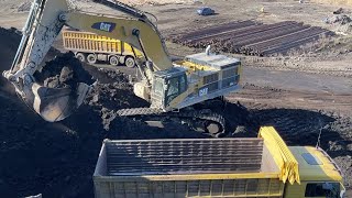 Caterpillar 385C Excavator Loading 4 Axle Trucks With Lignite  SotiriadisLabrianidis Mining Works [upl. by Enelra]