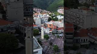 Xanthi greece xanthi thrace clocktower square drone aerialvideography citycentre europe [upl. by Ytsihc370]