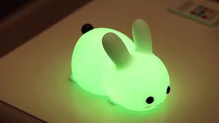 mini lovely rechargeable led soft touch silicone night light for kids bunny lamp light up silicone a [upl. by Bigler259]