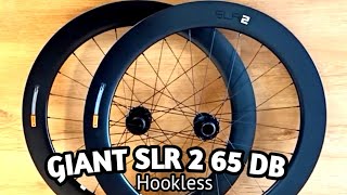 GIANT SLR 2 65 DB HOOKLESS WHEELSET  WEIGHT amp REAR WHEEL HUB SOUND [upl. by Rana]