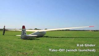 Ka6 Glider TakeOff winch launched [upl. by Binah]