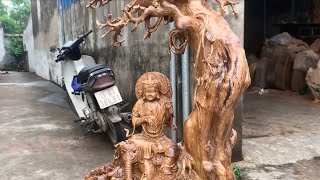 Wood carving Samantabhadra Bodhisattva  Điêu khắc gỗ Phổ Hiền Bồ Tát  NK Woodart [upl. by Sivartal]