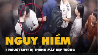 Thang máy kéo lên bất ngờ người đàn ông suýt bị kẹp trúng ở Hà Nội [upl. by Cecilia587]