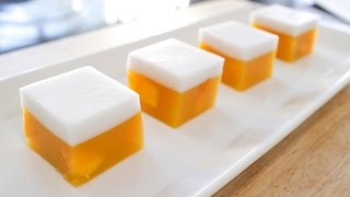 Mango Coconut Jelly Agar Agar Recipe วุ้นมะม่วง  Hot Thai Kitchen [upl. by Tarryn]