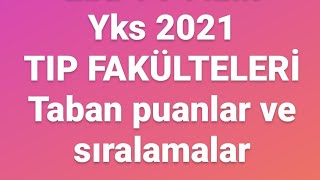 Tıp fakülteleri taban puanlar ve sıralamalar 2021 [upl. by Tutt]