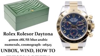 ▶ Rolex Daytona TwoTone Yellow Gold Blue Dial Arabic Numerals UNBOXING amp REVIEW  40mm 116523 [upl. by Kathlin]