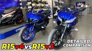 दोनों मैं है ₹18500 का अंतर 🤔 2024 Yamaha r15 v3 vs 2024 Yamaha r15 v4 Detailed Comparision Video [upl. by Wyck264]