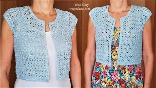 Crochet Simple Summer Bolero Tutorial  Heklani bolero [upl. by Wyly]