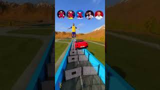 🚘Ronaldo vs Messi vs Mbappe Lucky Gates Jump😎 beamngdrive simulator shorts ronaldo [upl. by Sutsuj]