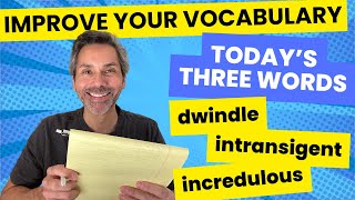 Improve Your Vocabulary  Todays Three Words  dwindle intransigent incredulous [upl. by Trilbee346]