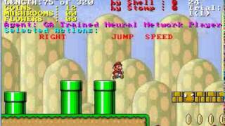 Super Mario AI trained by Genetic Algorithm Playing a random level [upl. by Audras]