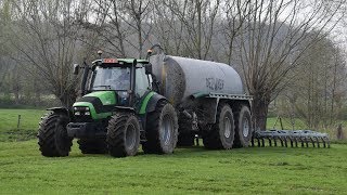 DeutzFahr Agrotron 1657 amp Dezwaef mesttank  Loonw TJampens grasland injecteren [upl. by Mackintosh811]