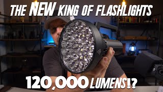 The NEW Brightest Flashlight in the World 120000 lumens Imalent SR32 Review amp Beam Test [upl. by Metcalf160]