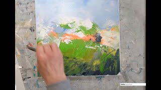 Acrylmalerei Spachteltechnik Landschaft abstrakt mit getrockneten Wassereffekten auf Leinwand [upl. by Aihtiekal]