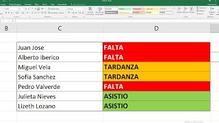 Como poner color en celdas dependiendo del texto en Excel Formato condicional 2019 [upl. by Alger]