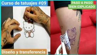 COMO TRANSFERIR DISEÑO A LA PIEL ✍🏻PASO A PASO BIEN EXPLICADO✅CURSO DE TATUAJES 9 [upl. by Aramaj]