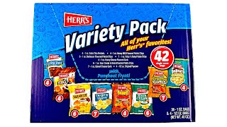 BJs HERRS Pack amp Snack VarietyPack 1399  Popcorn Potato Chips Tortilla Chips Cheese Sticks [upl. by Anole]