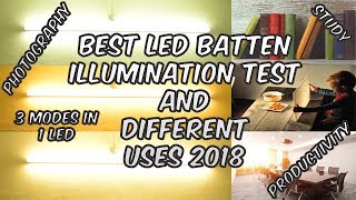 LED illumination For PhotographyStudy Wipro Garnet Plus VS Philips Slimline LED batten TEST 2018 [upl. by Raffin]