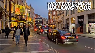 Walking Londons West End  Trafalgar Square Charing Cross Rd Shaftesbury Ave amp Piccadilly Circus [upl. by Esorylime368]