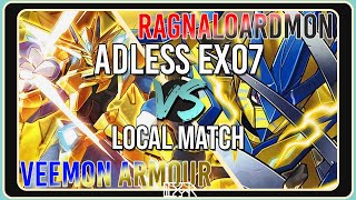 Veemon Armor vs Ragnaloardmon Digimon TCG EX7 Local Match Match Commentary Ad Free [upl. by Yanad]