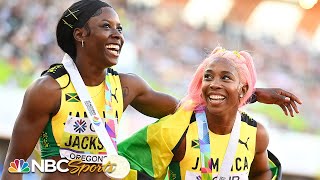 quot2145 is no jokequot ShellyAnn FraserPryce amp Shericka Jackson break down their 200m final [upl. by Dygert]