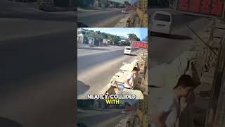 Man Forgets Handbrake Chases Runaway Car into Traffic😱 car cctv [upl. by Adnawed808]