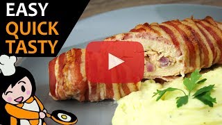 Liptauer spread stuffed chicken breast wrapped in bacon  Recipe Videos [upl. by Subak135]