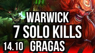 WARWICK vs GRAGAS TOP  7 solo kills 1200 games  EUW Diamond  1410 [upl. by Sinegold879]