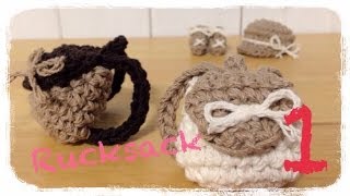 【かぎ針編み】 How to crochet a miniature rucksack 12 ミニチュア リュックの編み方 by meetang [upl. by Eelik]