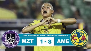 Mazatlan vs America Femenil 18 Resumen Goles 2024 [upl. by Llesram]